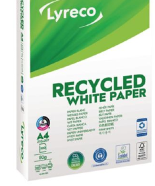 Lyreco recycled paper A4, 80G, 120 white, white, 500 sheets